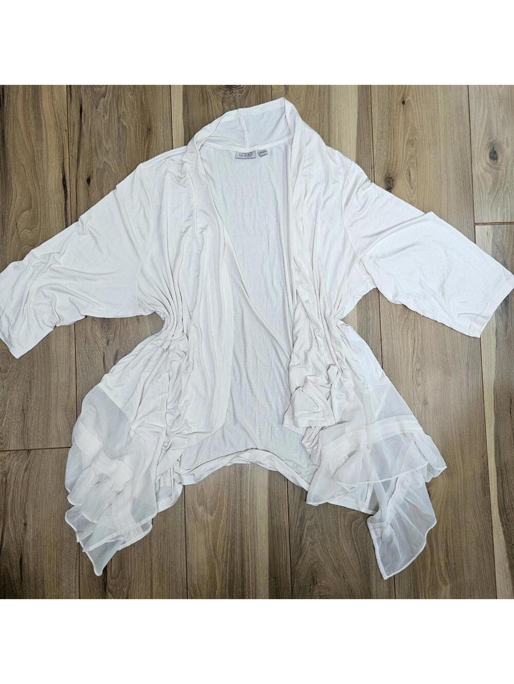 White Lori Goldstein cascading & fluttering chiffon